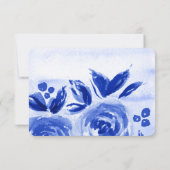 ブルーウォーター色のフローラ結婚のテーブル座席表 招待状 (裏面)