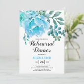 ブルーウォーター色のフローラ結婚のリハーサルディナー 招待状 (スタンド正面)