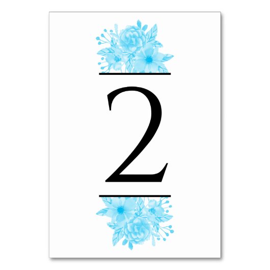 ブルーウォーター色のフローラ結婚ズ テーブルナンバー (正面)