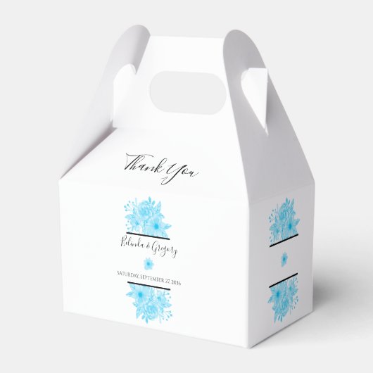 ブルーウォーター色のフローラ結婚ズ フェイバーボックス (正面サイド)