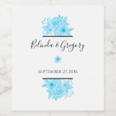 ブルーウォーター色のフローラ結婚ズ ワインラベル (シングルラベル)