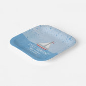 ブルーウォーター色の帆船ベビーシャワーカスタム ペーパープレート (傾斜あり)