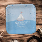 ブルーウォーター色の帆船ベビーシャワーカスタム ペーパープレート