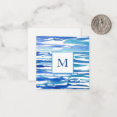 ブルーウォーター色の抽象芸術ストライプ ノートカード (正面/裏面インサイチュ)