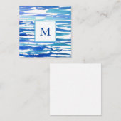 ブルーウォーター色の抽象芸術ストライプ ノートカード (正面/裏面)