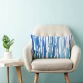 ブルーウォーター色の抽象芸術ストライプ ランバークッション (椅子)