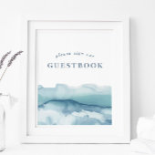 ブルーウォーター色の海結婚のゲストブックのサイン ポスター