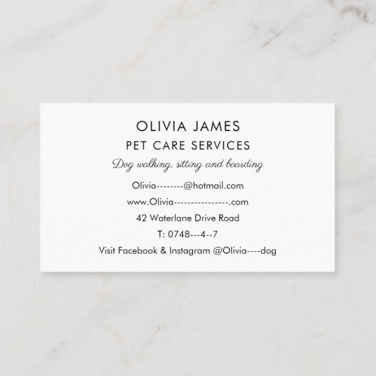 ブルーウォーター色の犬のサー気にビス歩く座る 名刺 (裏面)