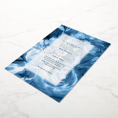 ブルーウォーター色の結婚花 箔招待状 (回転した状態)