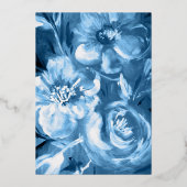 ブルーウォーター色の結婚花 箔招待状 (裏面)