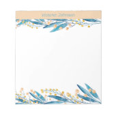 ブルーウォーター色の縁ど花 ノートパッド (正面)