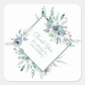 ブルーウォーター色の花ありがとう スクエアシール (正面)