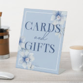 ブルーウォーター色の花のカードとギフト 台座サイン (インサイチュ)