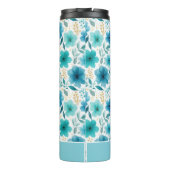 ブルーウォーター色の花エレガント名前をカスタムするフローラ タンブラー (裏面)
