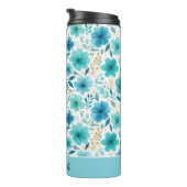 ブルーウォーター色の花エレガント名前をカスタムするフローラ タンブラー (回転右)