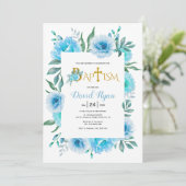 ブルーウォーター色の花ボーイフローラバプテスマ 招待状 (スタンド正面)