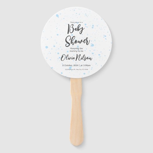 ブルーウォーター色の赤ちゃんシャワー、ああ男の子の赤ちゃんシャワー ハンドファン (正面)