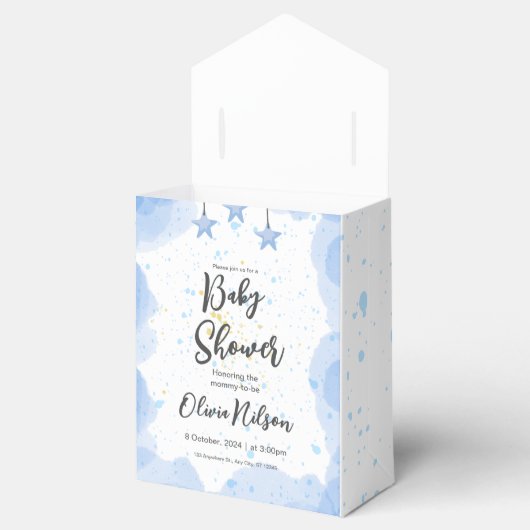 ブルーウォーター色の赤ちゃんシャワー、ああ男の子の赤ちゃんシャワー フェイバーボックス (オープン)