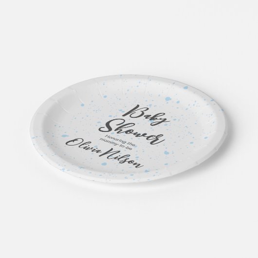 ブルーウォーター色の赤ちゃんシャワー、ああ男の子の赤ちゃんシャワー ペーパープレート (アングル)