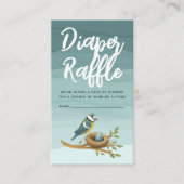 ブルーウォーター色の鳥の赤ちゃんシャワーおむつラッフル エンクロージャーカード (正面)