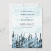ブルーウォーター色ウィンターウッドランド素朴結婚ズ 招待状 (正面)