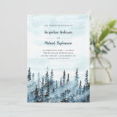 ブルーウォーター色ウィンターウッドランド素朴結婚ズ 招待状 (スタンド正面)