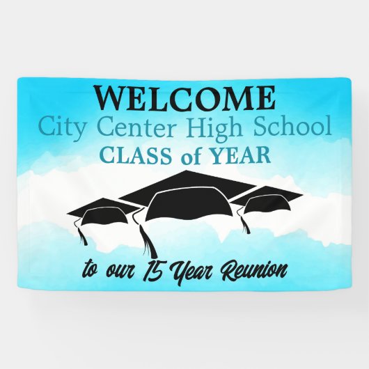 ブルーウォーター色カスタム懇親会歓迎 横断幕 (横)