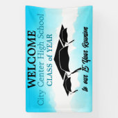 ブルーウォーター色カスタム懇親会歓迎 横断幕 (縦)