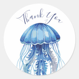 ブルーウォーター色クラゲありがとう ラウンドシール