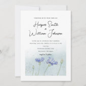 ブルーウォーター色コーンフラワーズ結婚式招待状 招待状 (正面)