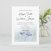 ブルーウォーター色コーンフラワーズ結婚式招待状 招待状 (スタンド正面)