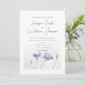 ブルーウォーター色コーンフラワーズ結婚式招待状 招待状 (スタンド正面)