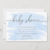 ブルーウォーター色シルバーベビーシャワー 招待状 (正面)