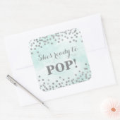 ブルーウォーター色シルバー紙吹雪準備ポップ・アートの完了 スクエアシール (封筒)