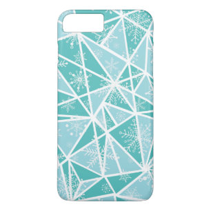 ブルーウォーター色ジオメトリック雪片パターン iPhone 8 PLUS/7 PLUSケース