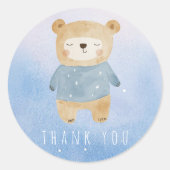 ブルーウォーター色スタイルかわいい夢のクマありがとう ラウンドシール (正面)