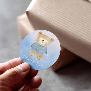 ブルーウォーター色スタイルかわいい夢のクマありがとう ラウンドシール