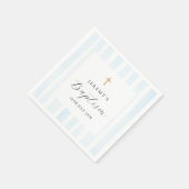 ブルーウォーター色ストライプの – バプテスマ スタンダードカクテルナプキン (角)