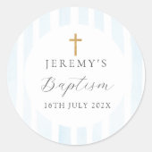 ブルーウォーター色ストライプの – バプテスマ ラウンドシール (正面)