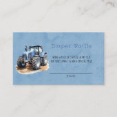 ブルーウォーター色トラクター男の子おむつラッフル 名刺 (正面)