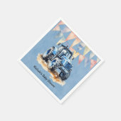 ブルーウォーター色トラクター男の子ベビーシャワー スタンダードカクテルナプキン (角)