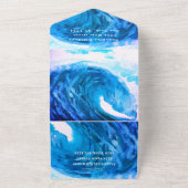 ブルーウォーター色トロピカルデスティネーション海波 オールインワン招待状 (外側)