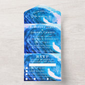 ブルーウォーター色トロピカルデスティネーション海波 オールインワン招待状 (内側)