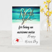 ブルーウォーター色ハッピーナースデー カード (黄色い花)