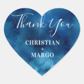 ブルーウォーター色ハートありがとう結婚ステッカー ハートシール (正面)