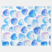 ブルーウォーター色ハートフリースブランケット フリースブランケット (正面(横))