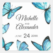 ブルーウォーター色バターモノグラムクラシックステッカー スクエアシール (正面)