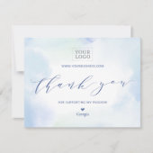 ブルーウォーター色ビジネスロゴパッケージありがとう サンキューカード (正面)