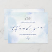 ブルーウォーター色ビジネスロゴパッケージありがとう サンキューカード (正面/裏面)