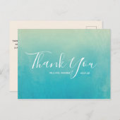 ブルーウォーター色ビーチ結婚式ありがとう ポストカード (正面/裏面)